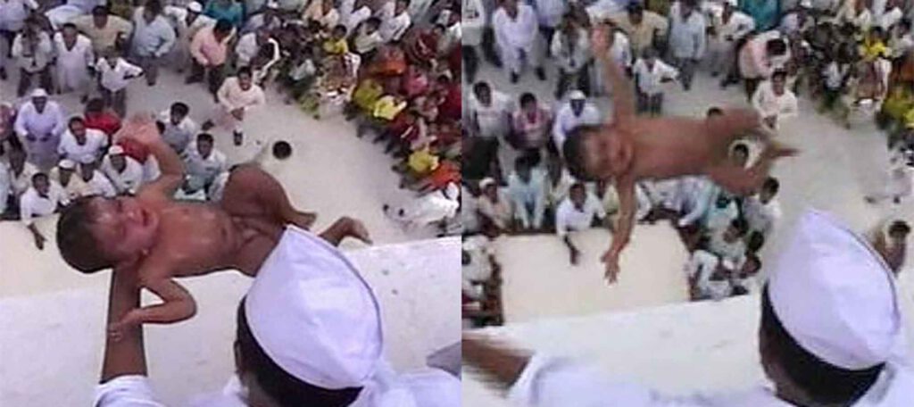 India is a hub of various unusual rituals including one with dropping infants for luck